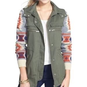 Thread & Supply Womens Military Style Cargo Utility Army Green Jacket Size L